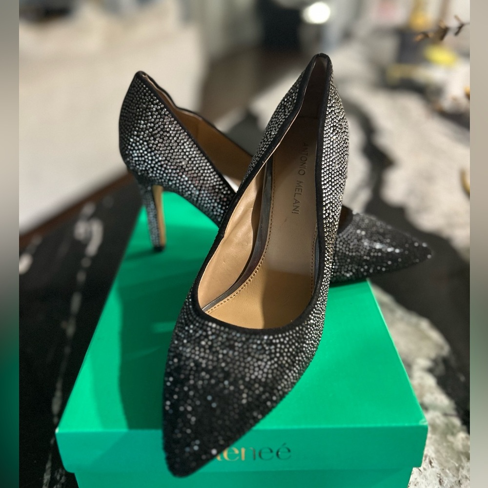 ANTONIO MELANI Sparkling Black Heels